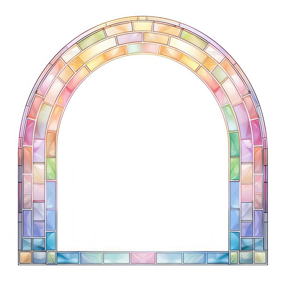 Arch art nouveau with rainbow architecture white background pattern.