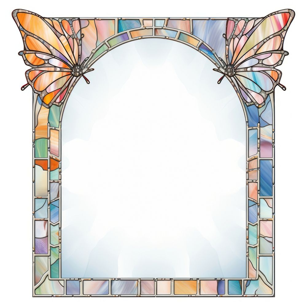 Arch art nouveau with butterfly backgrounds white background architecture.