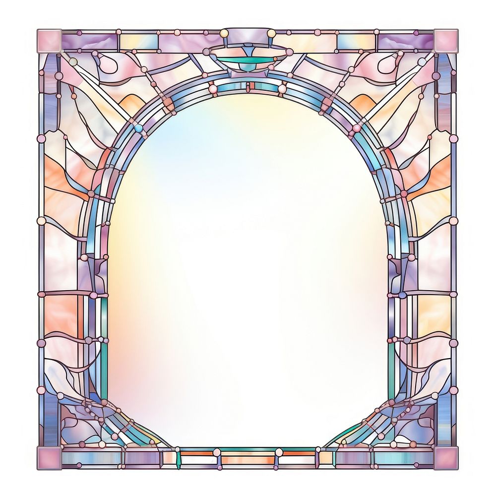 Arch art nouveau with ocean architecture glass white background.