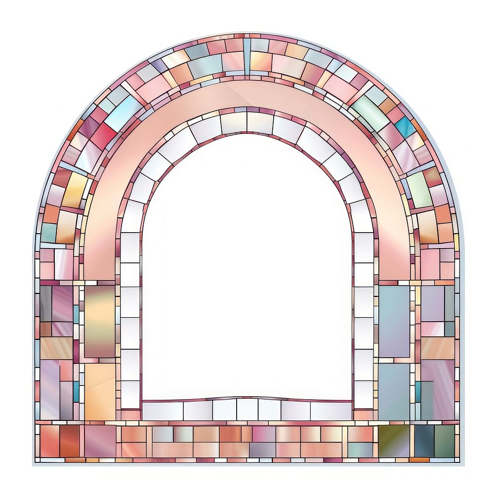 Arch art nouveau with pink architecture mosaic white background.
