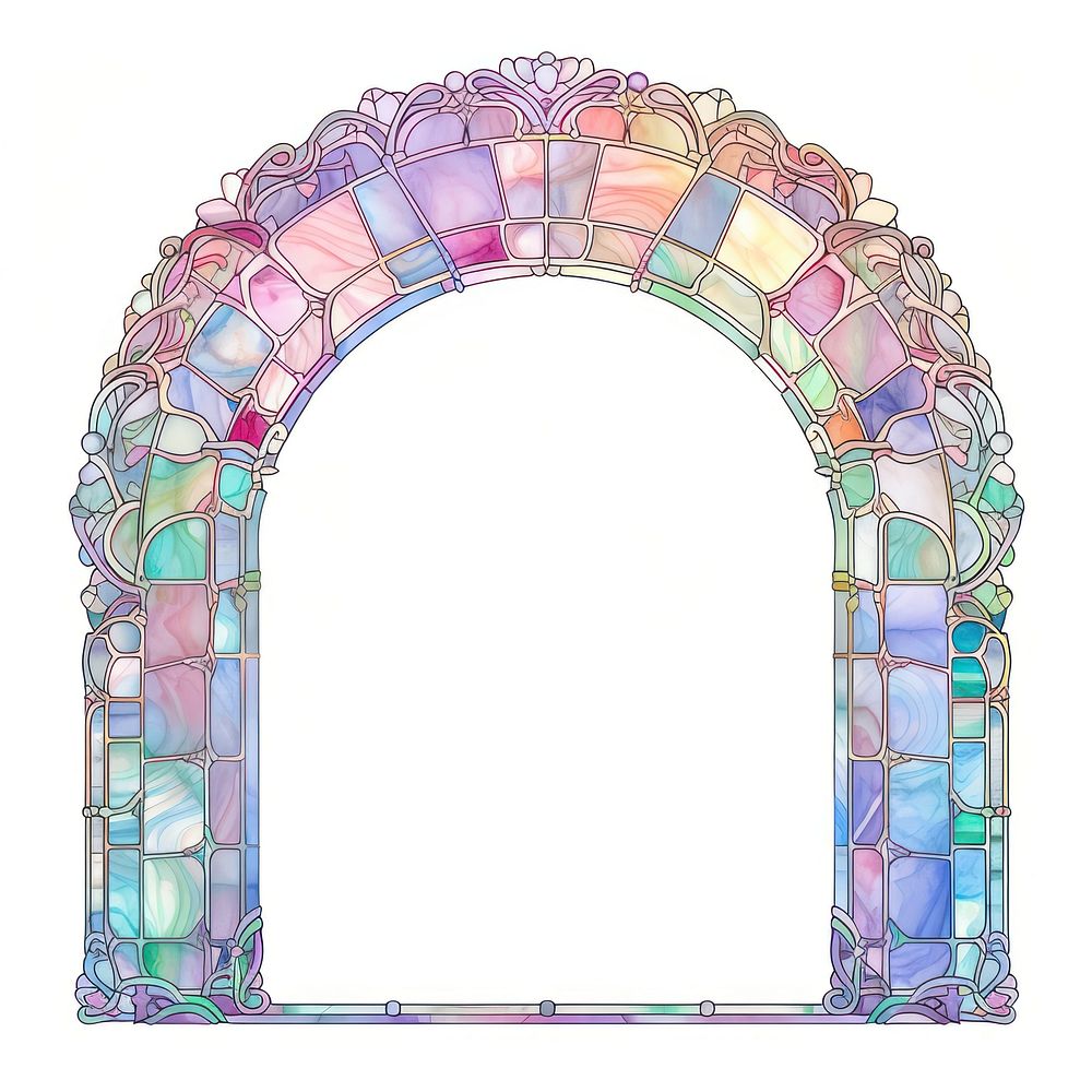 Arch art nouveau with rainbow architecture backgrounds white background.