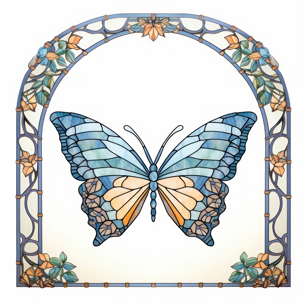 Arch art nouveau with butterfly architecture insect glass.