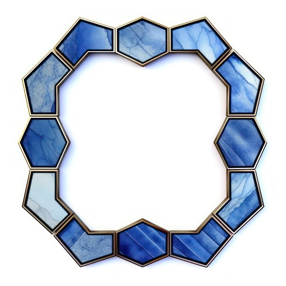 Hexagon blue jewelry art white background.