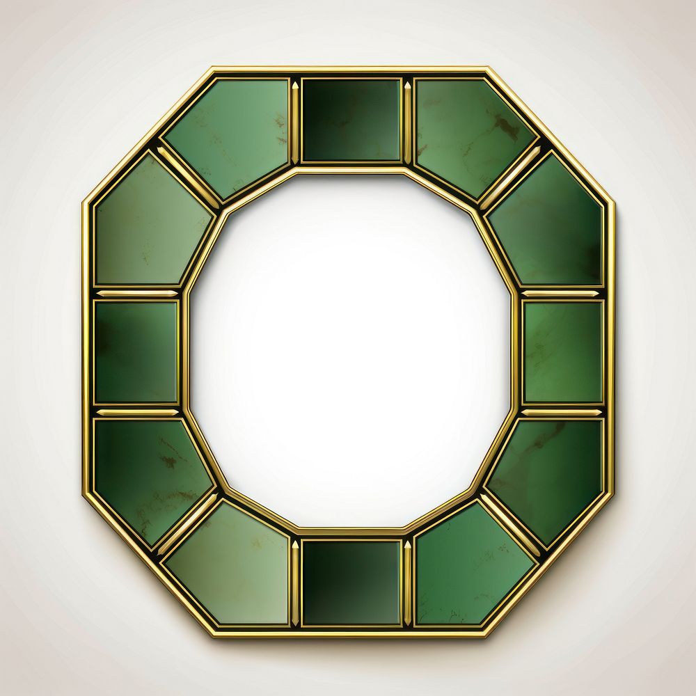 Hexagon green backgrounds frame gold.