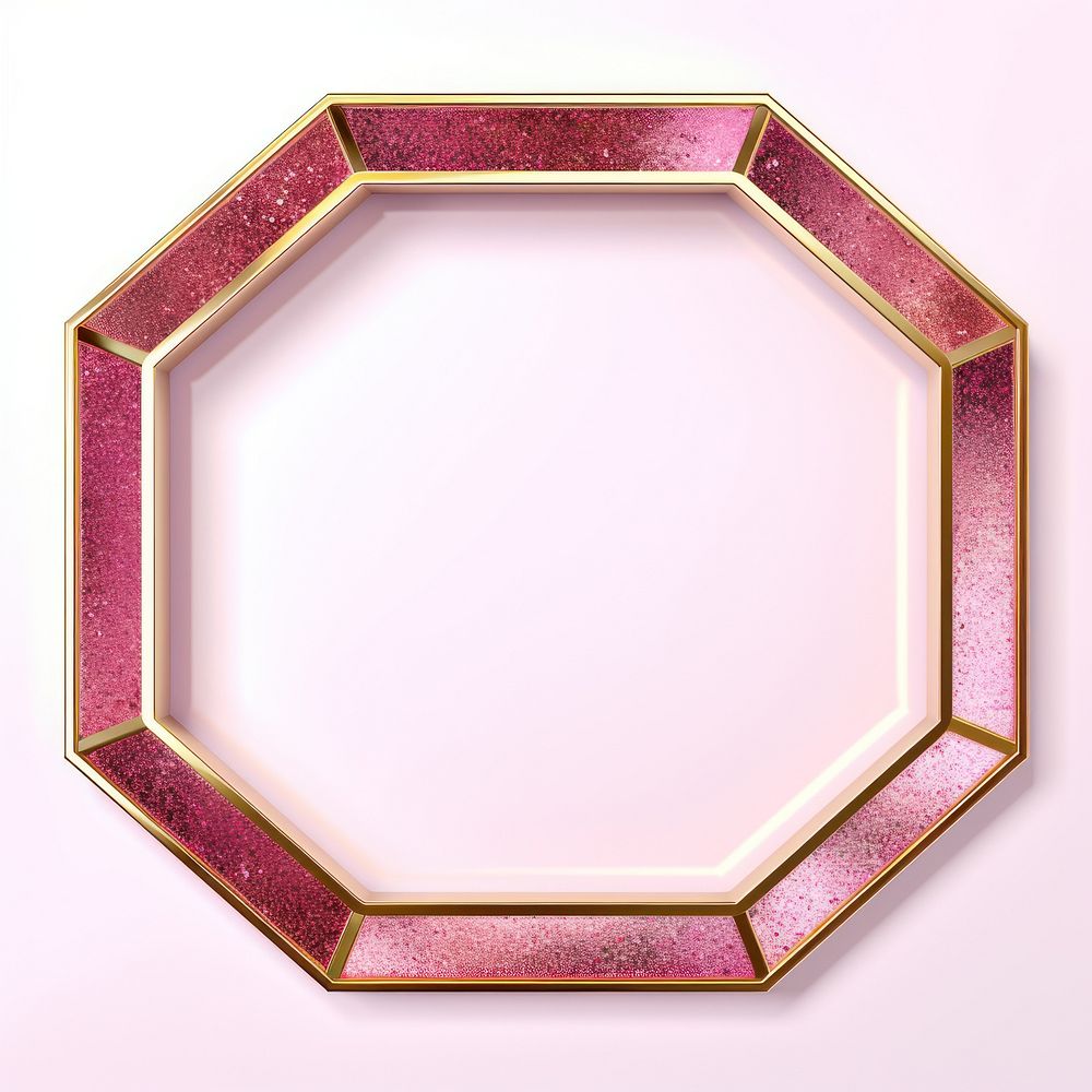 Hexagon pink gold art white background.