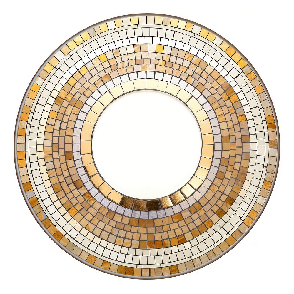 Circle sun art nouveau mosaic glass white background.
