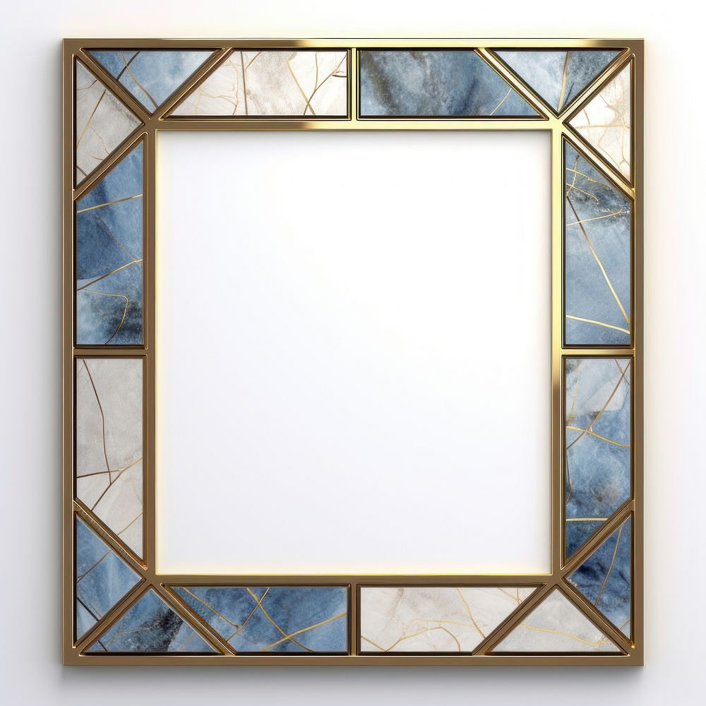 Rombus blue art nouveau frame glass gold.
