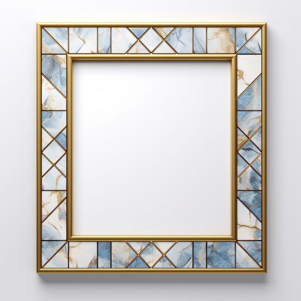 Rombus blue art nouveau backgrounds mirror frame.
