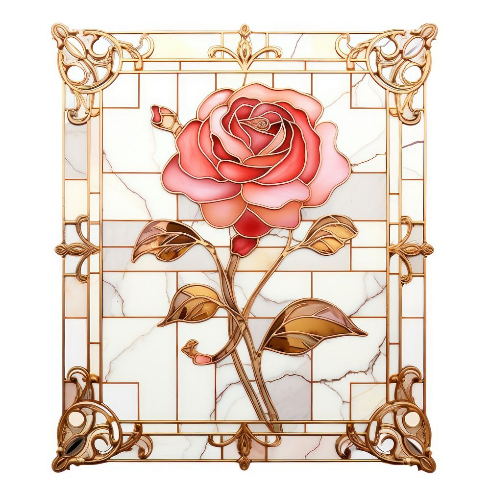 Rose art nouveau flower plant glass.