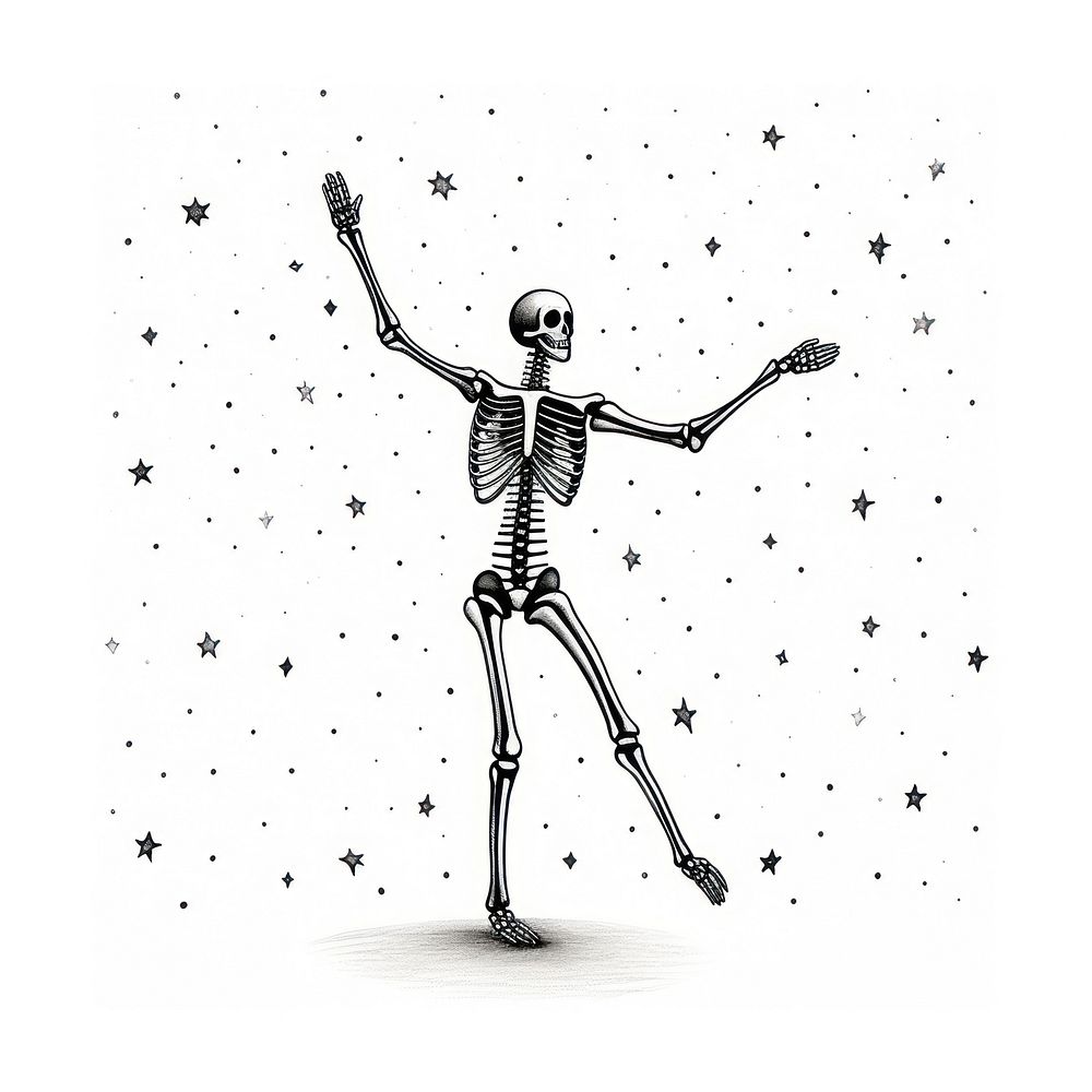 Skeleton dancing drawing creativity science.