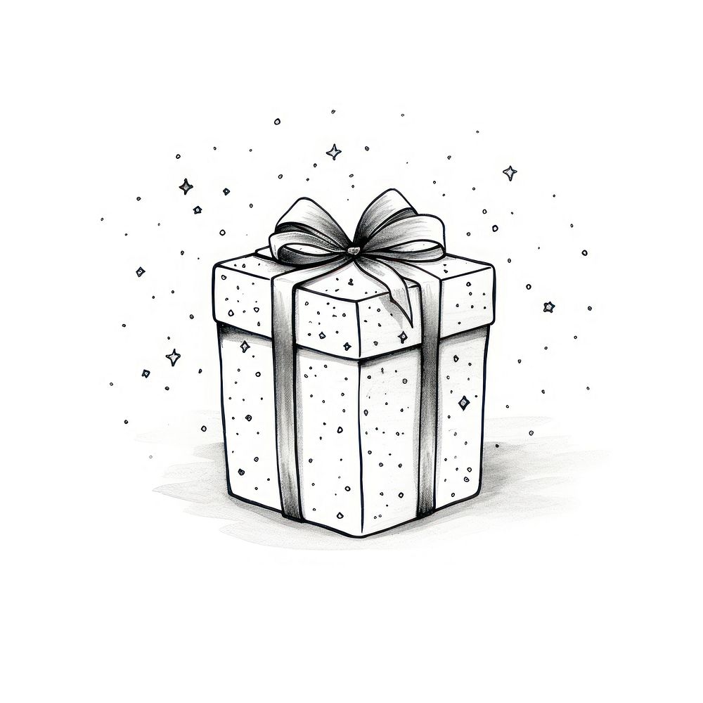 Gift box drawing line white background.