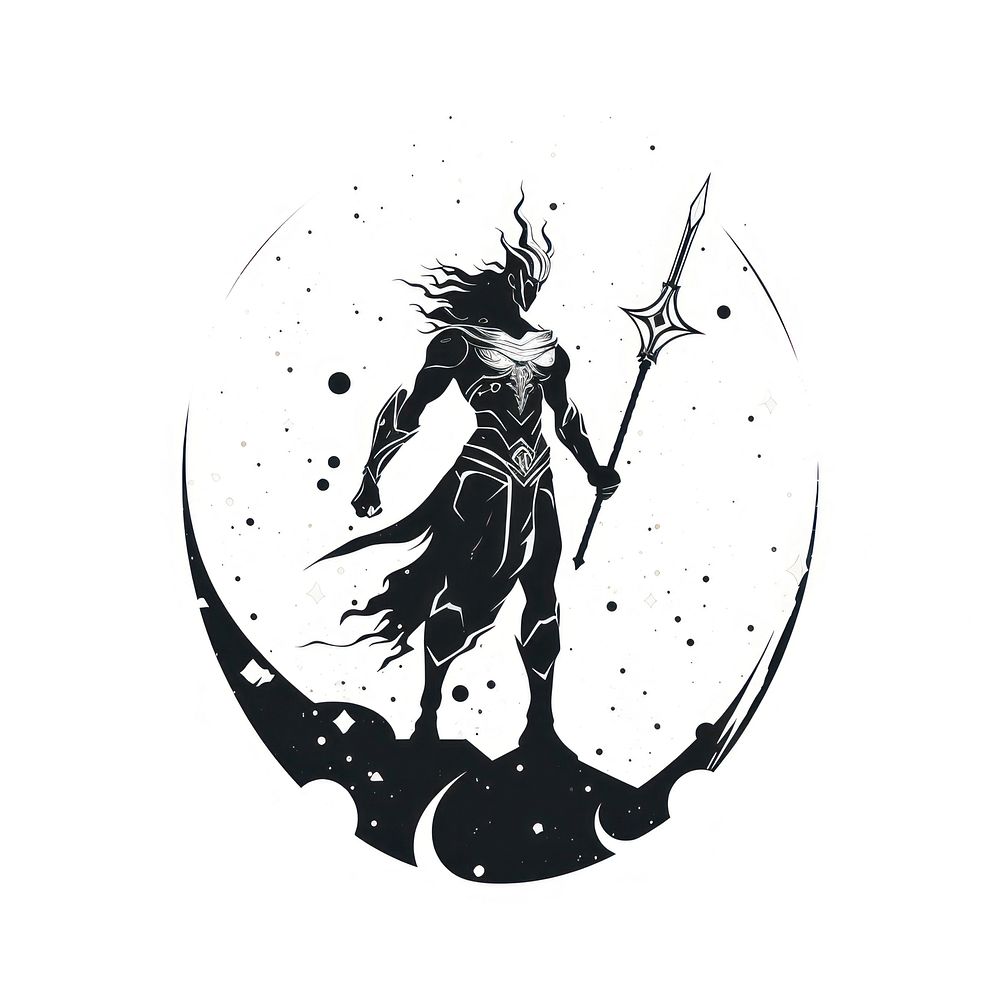 Warrior drawing black white background. | Premium Photo Illustration