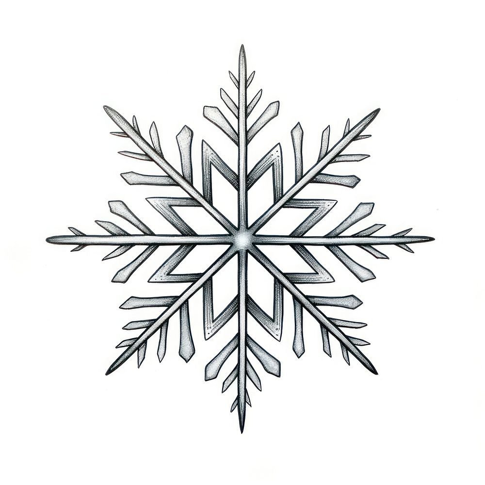 Snowflake drawing white line.
