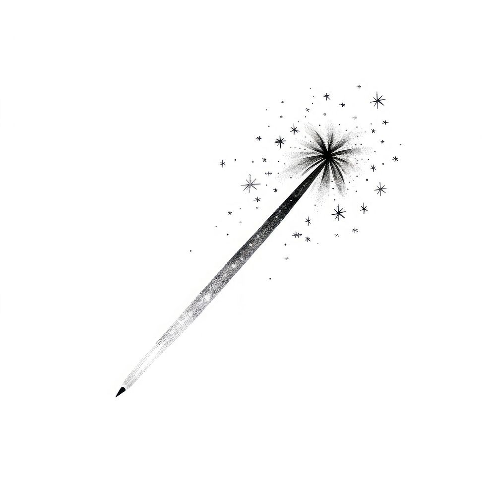 Sparkles shooting star dandelion drawing line.