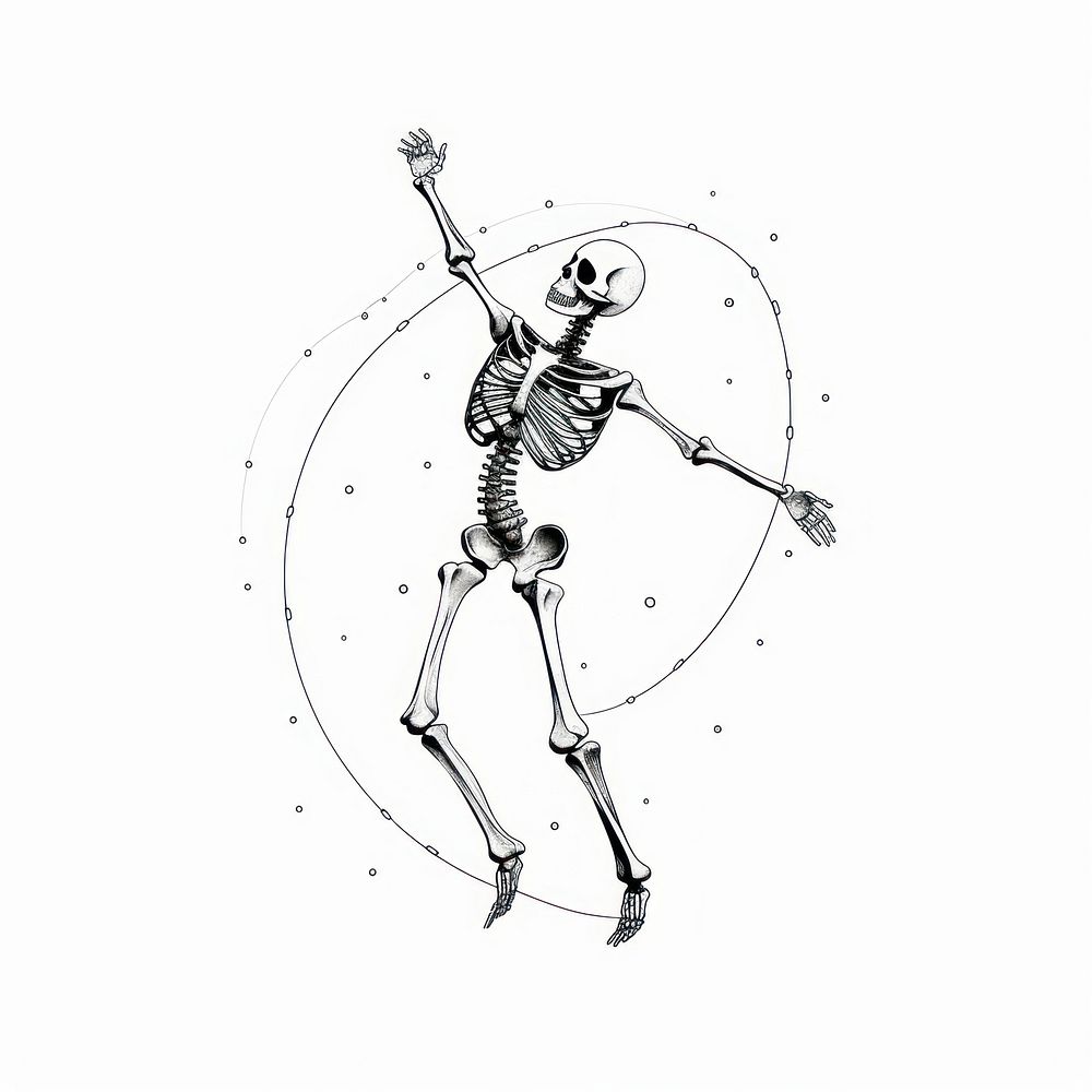 Skeleton dancing drawing line representation.