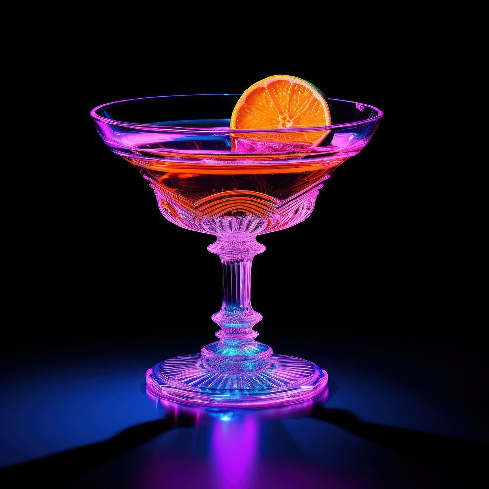 Neon orange margarita cocktail martini drink fruit.