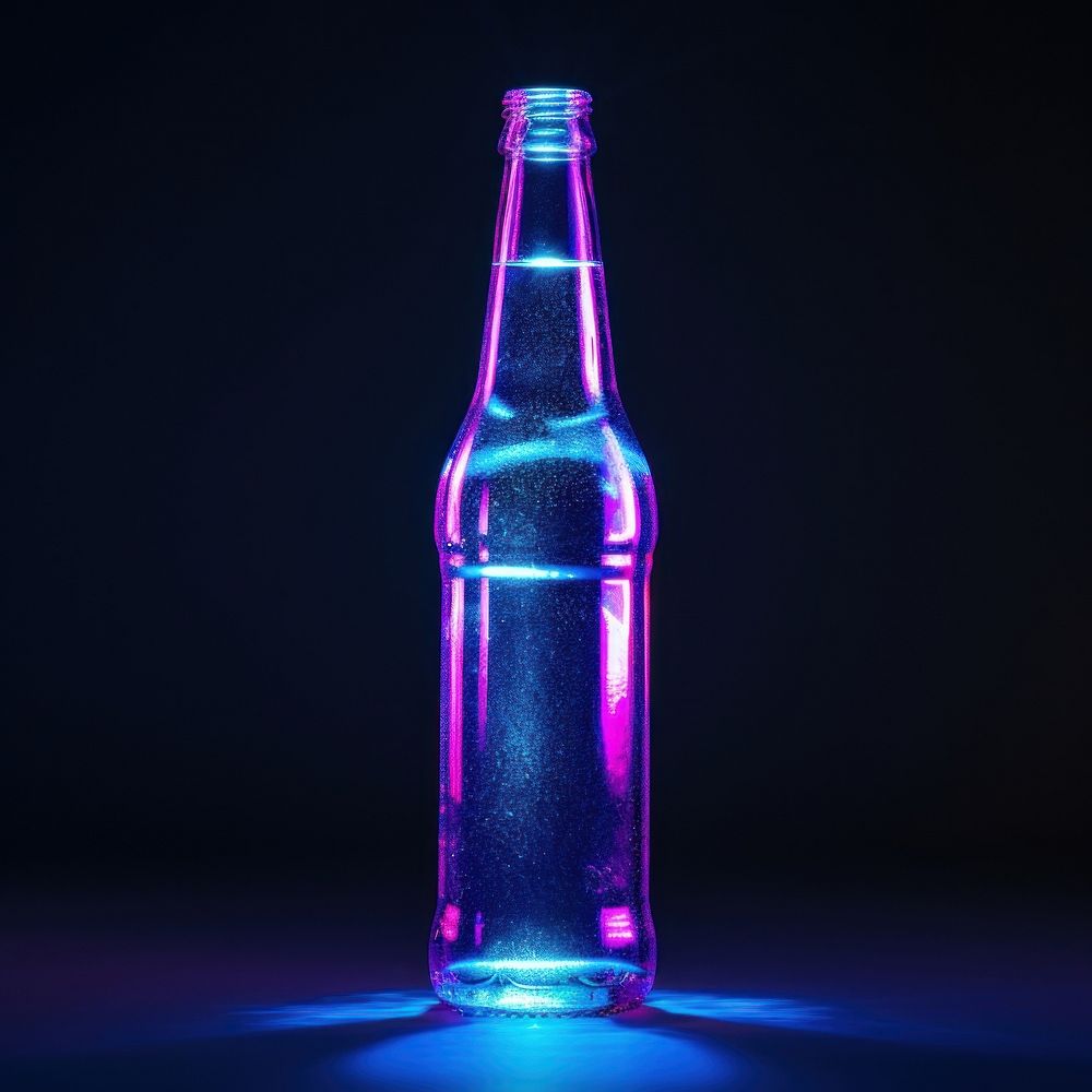Neon beer craft bottle light drink illuminated.
