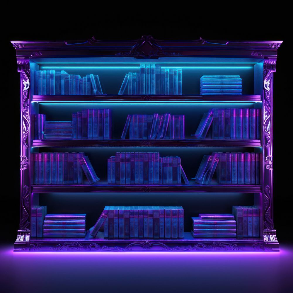 Neon book shelf bookshelf furniture bookcase.