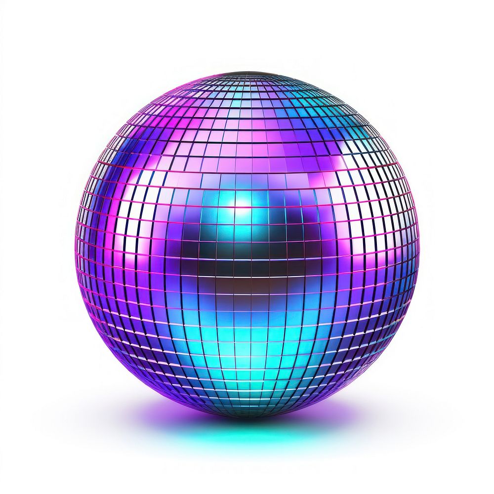 Neon Disco ball sphere purple light.