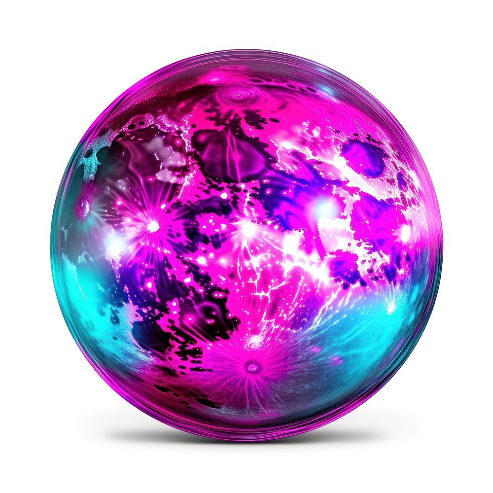 Neon full moon sphere purple pink.