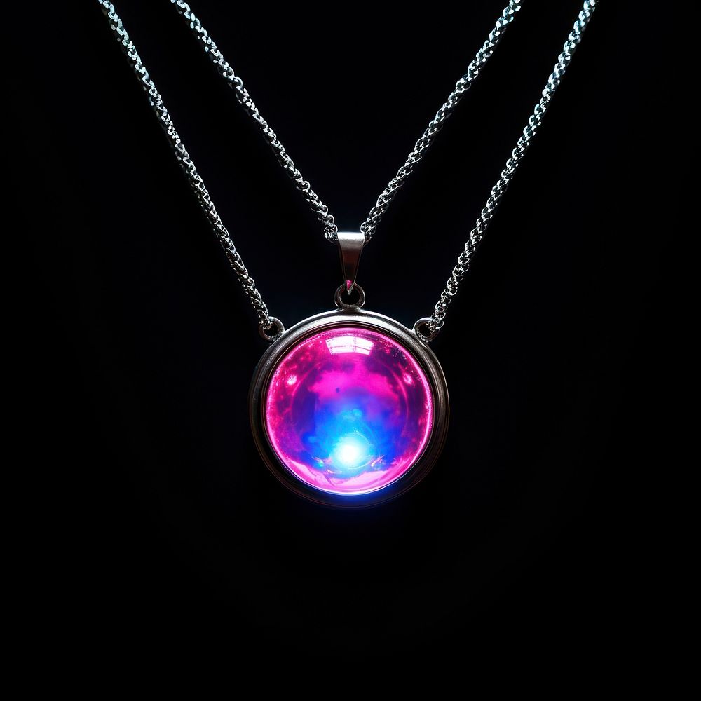 Neon full moon necklace gemstone jewelry.