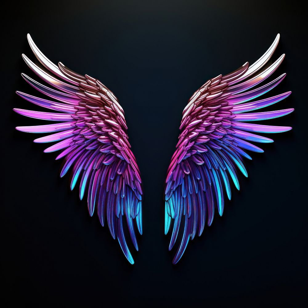 Neon simple angel wings purple bird lightweight.