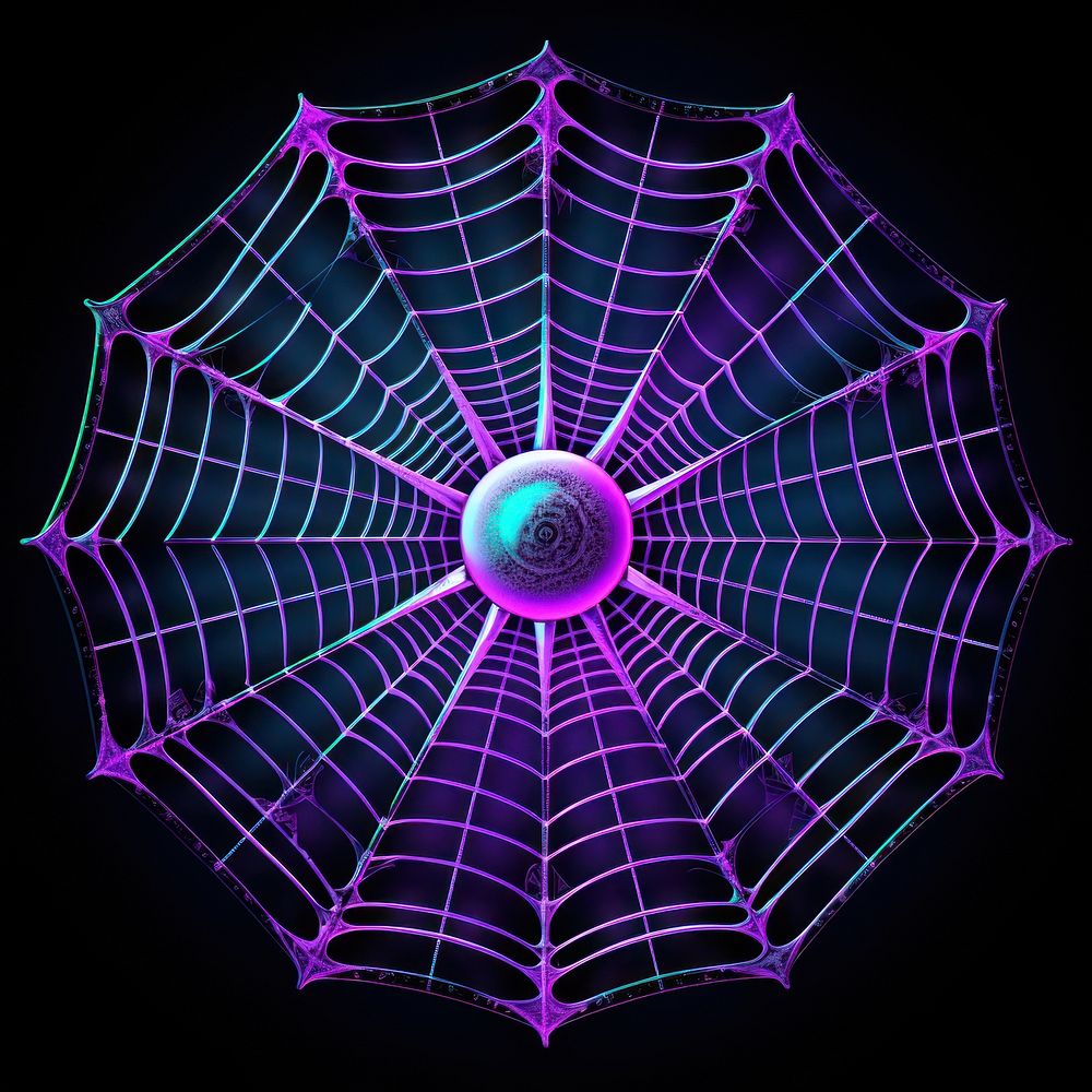 Neon web of spider backgrounds illuminated concentric.
