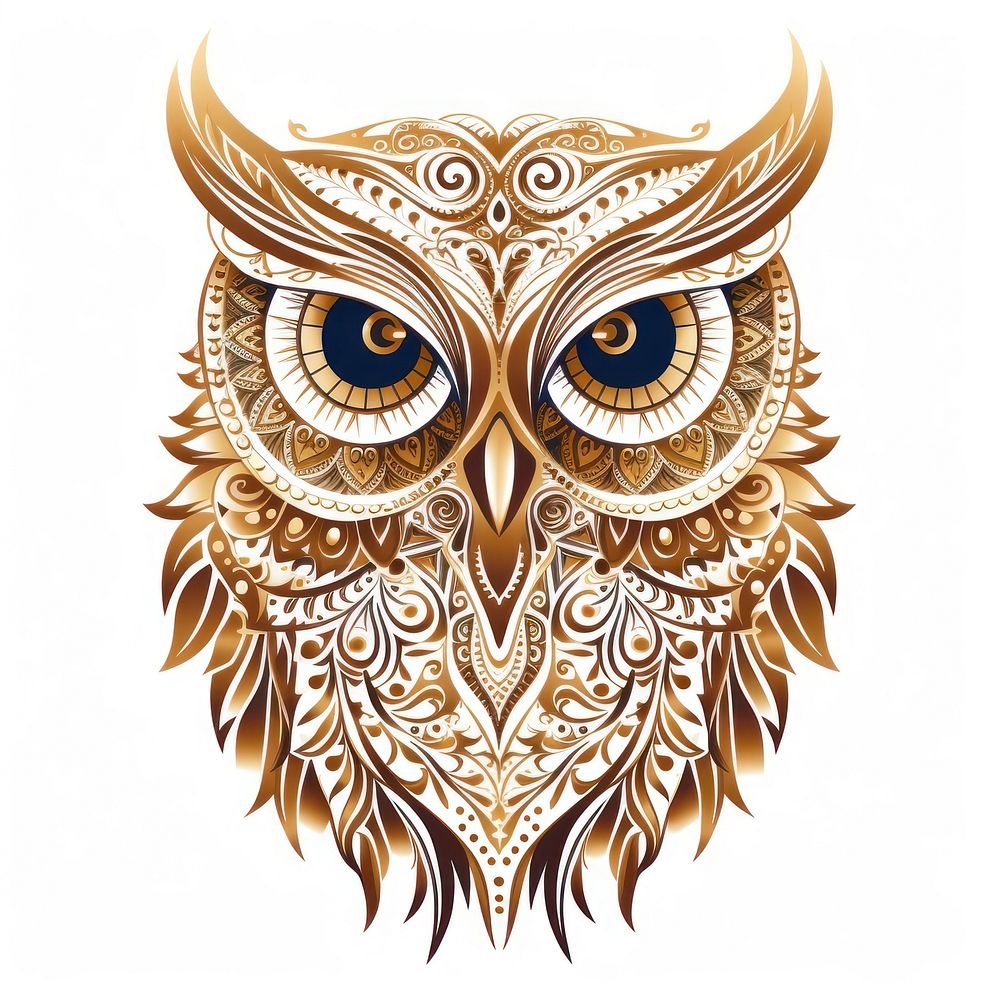 Owl stroke outline bird white background creativity.