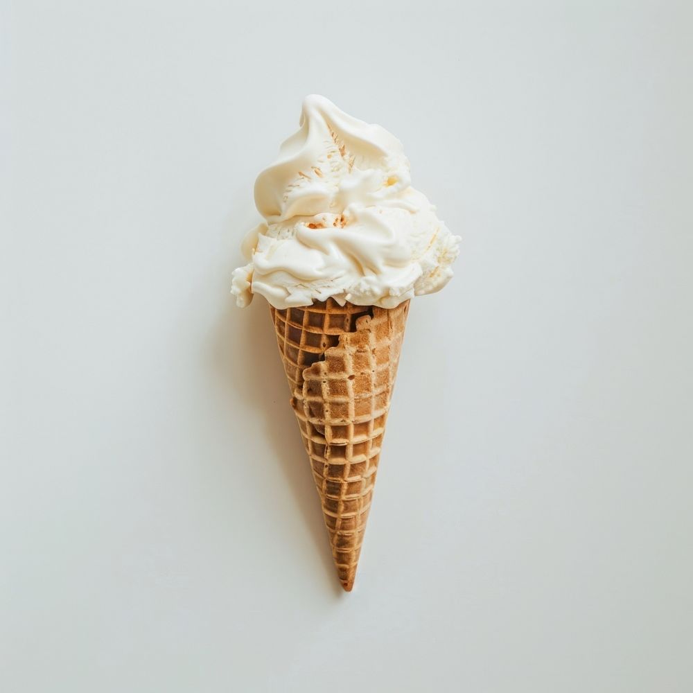 Ice creame cone dessert white food.