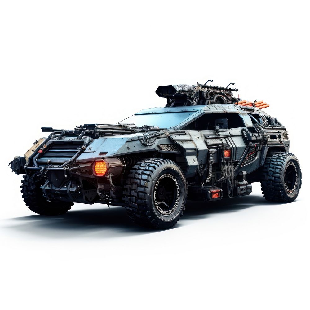 Cyberpunk car military vehicle wheel.
