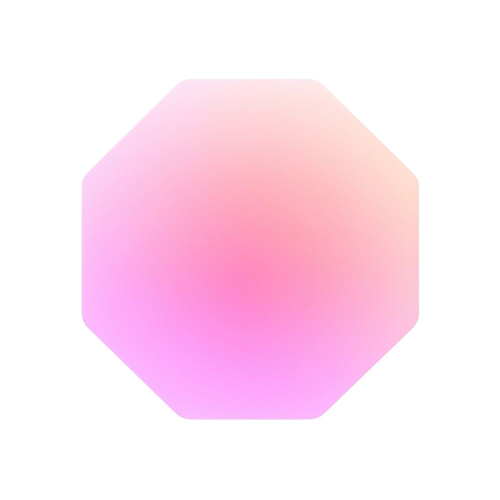Octagon shape gradient pink sign white background.