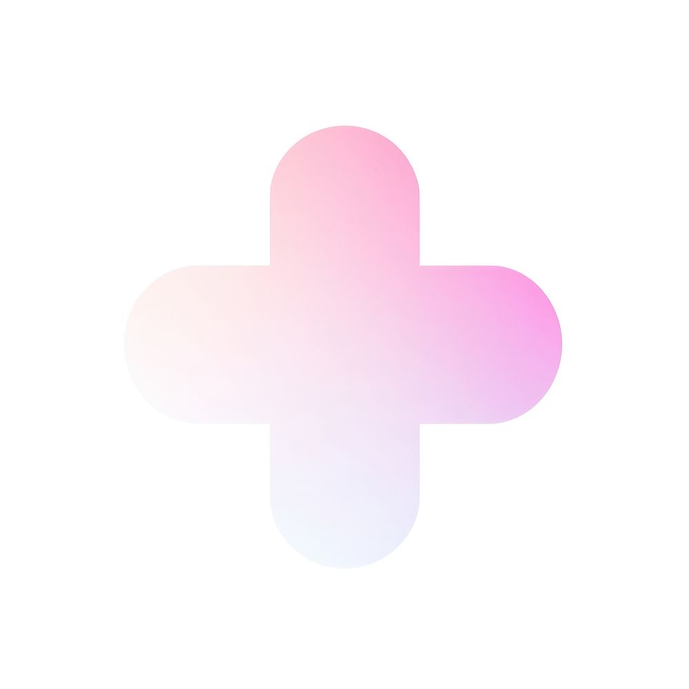 Cross shape symbol pink white background.