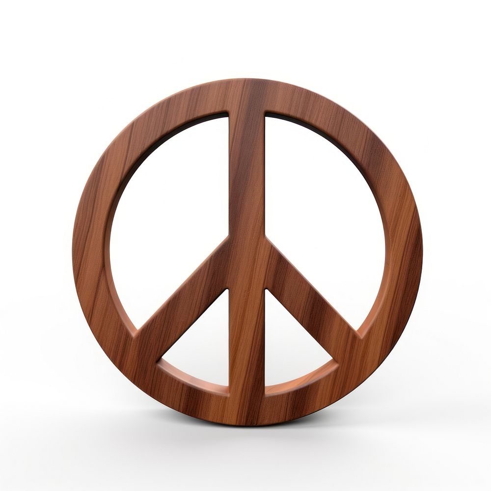 Peace Sign wood white background architecture.