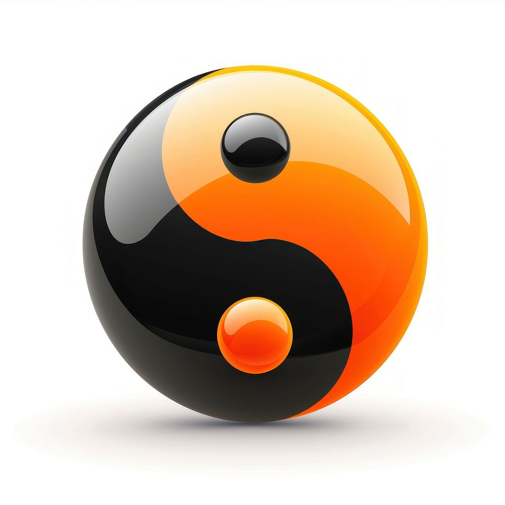 Yin-yang symbol ball white background eight-ball.