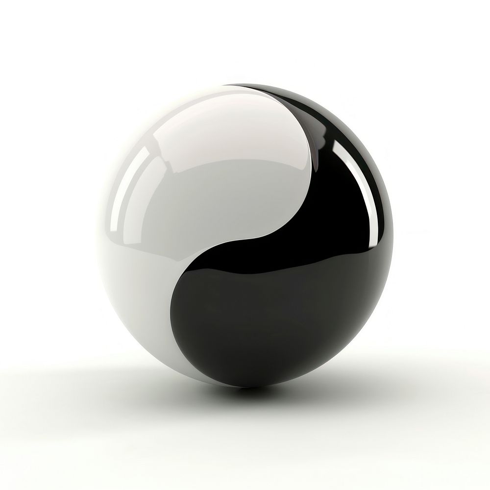 Yin-yang symbol sphere ball white background.