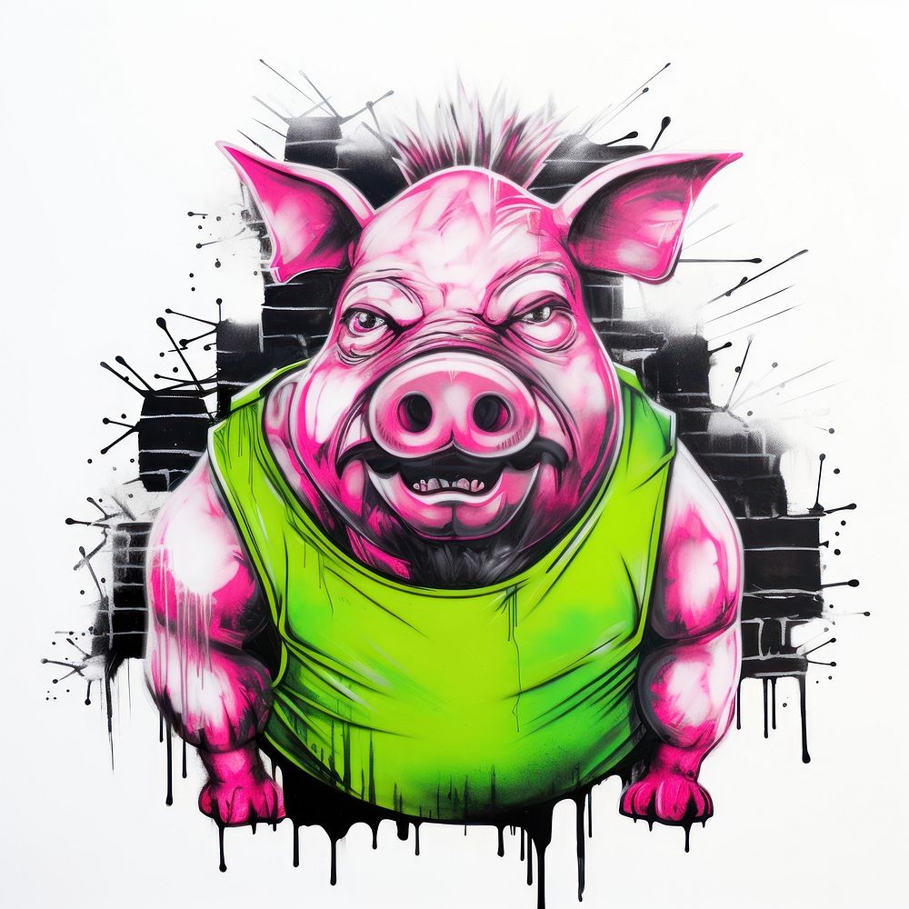 Fierce pig drawing art animal.