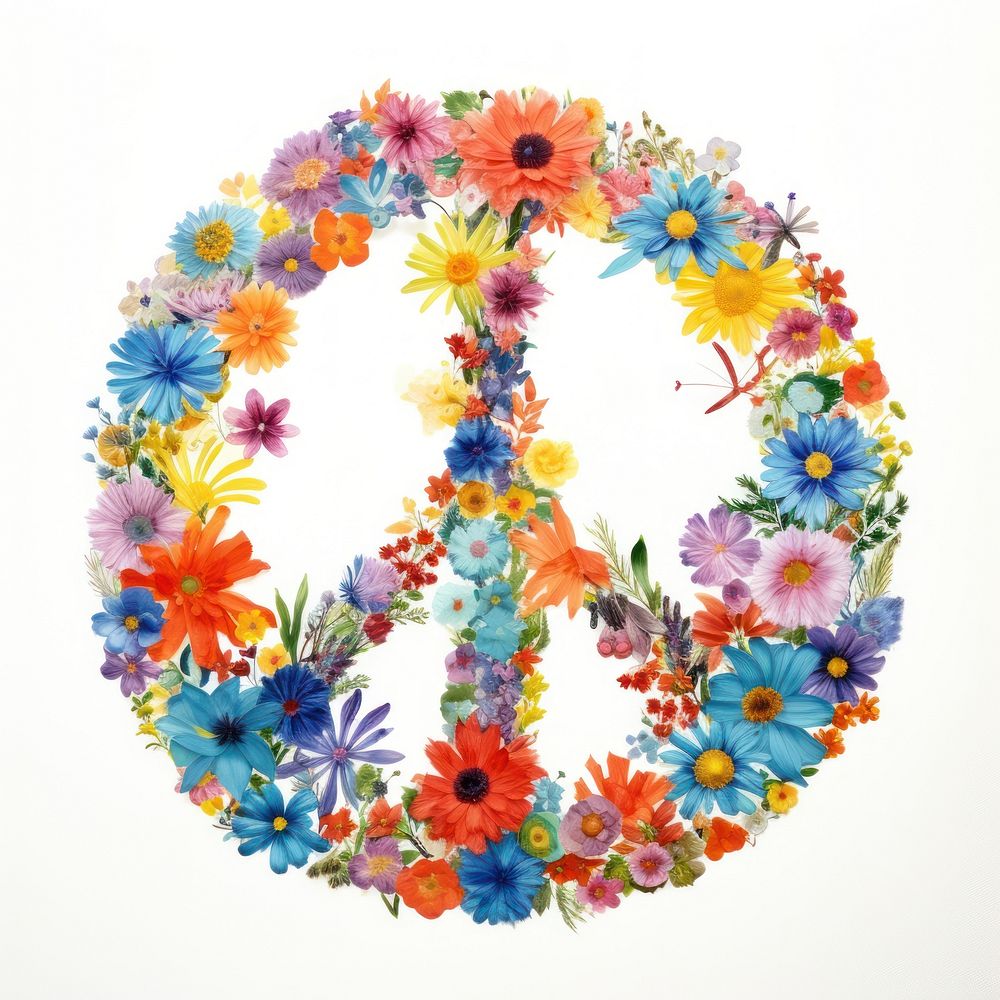 Floral inside Peace Sign Shape pattern flower shape.