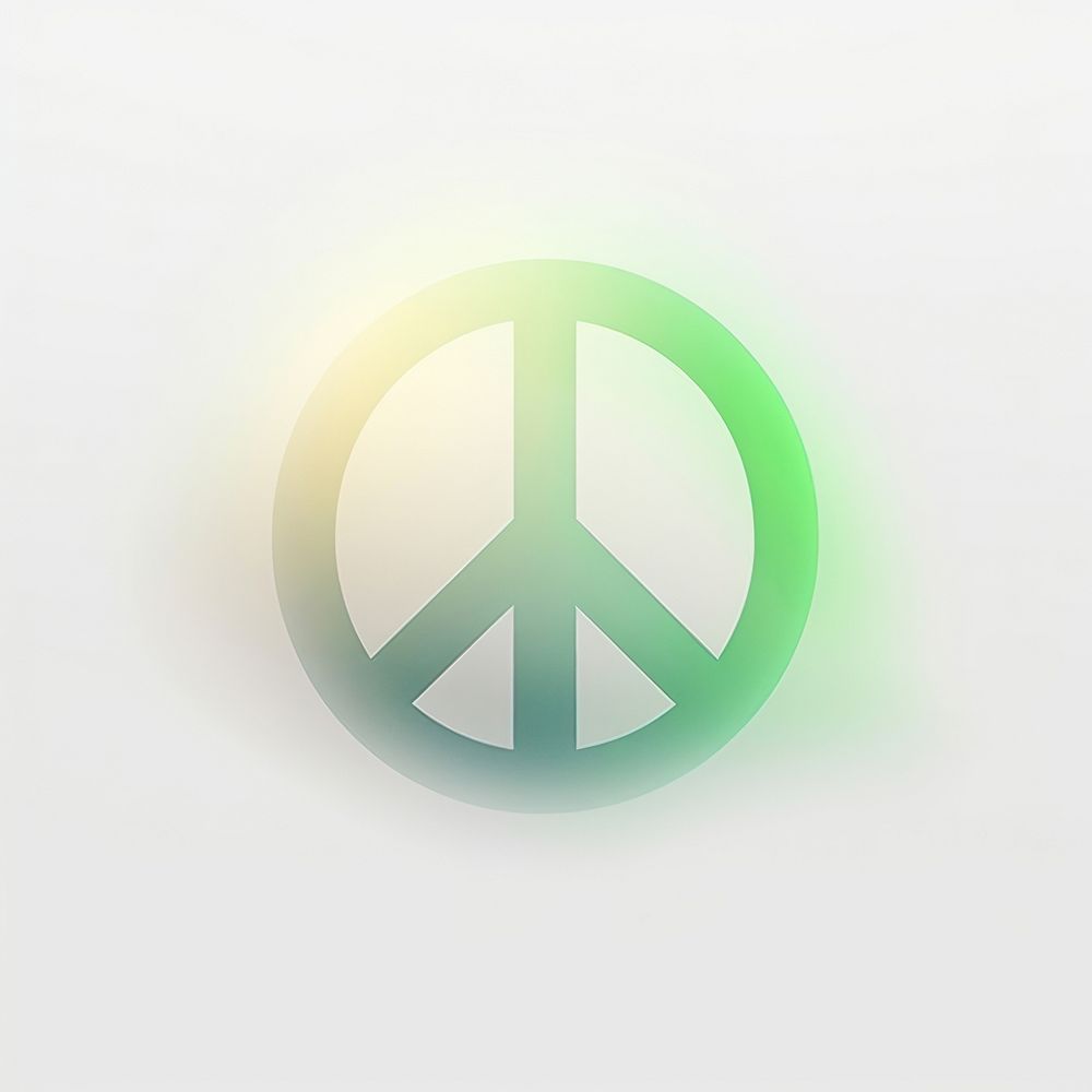 Abstract blurred gradient illustration Peace Sign symbol green logo.