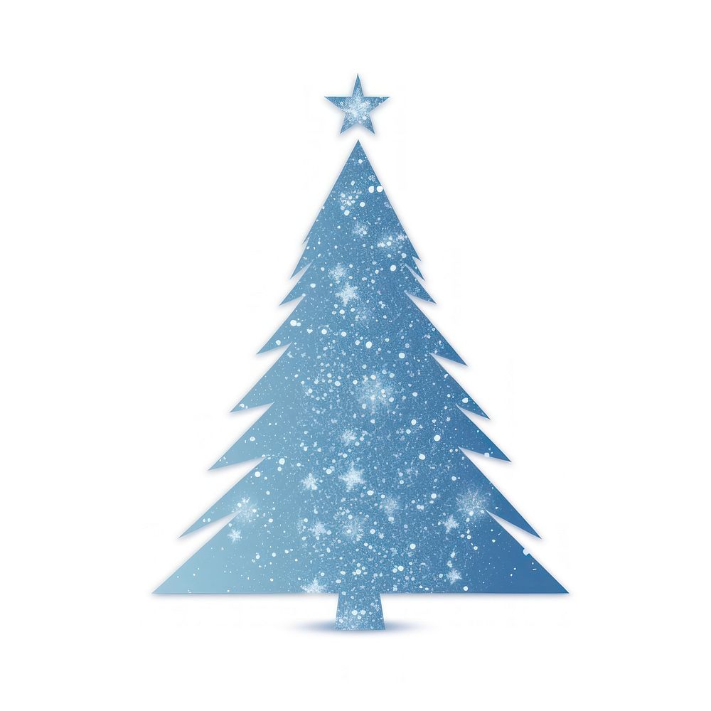 Blue christmas tree icon shape white white background.