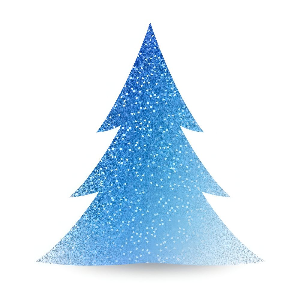 Blue christmas tree icon shape white background illuminated.