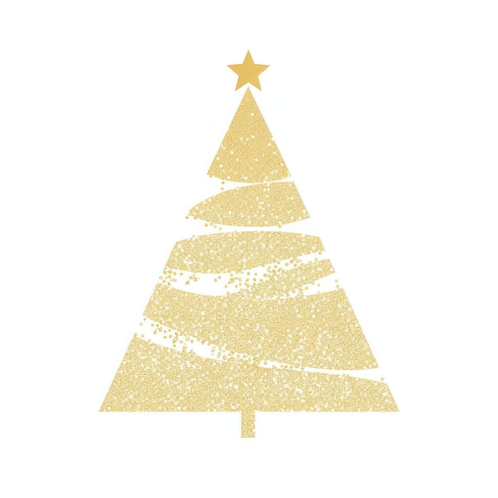 Gold christmas tree icon shape white background anticipation.