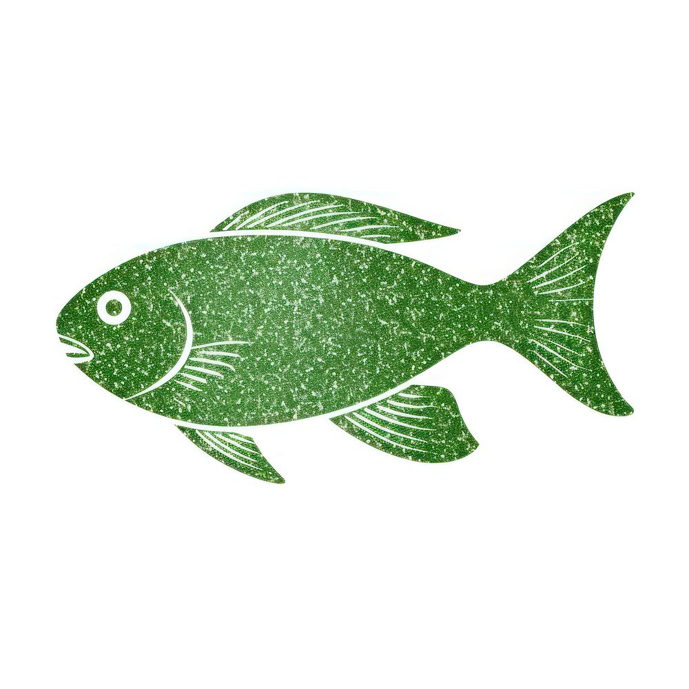 Green fish icon animal white background aquarium.