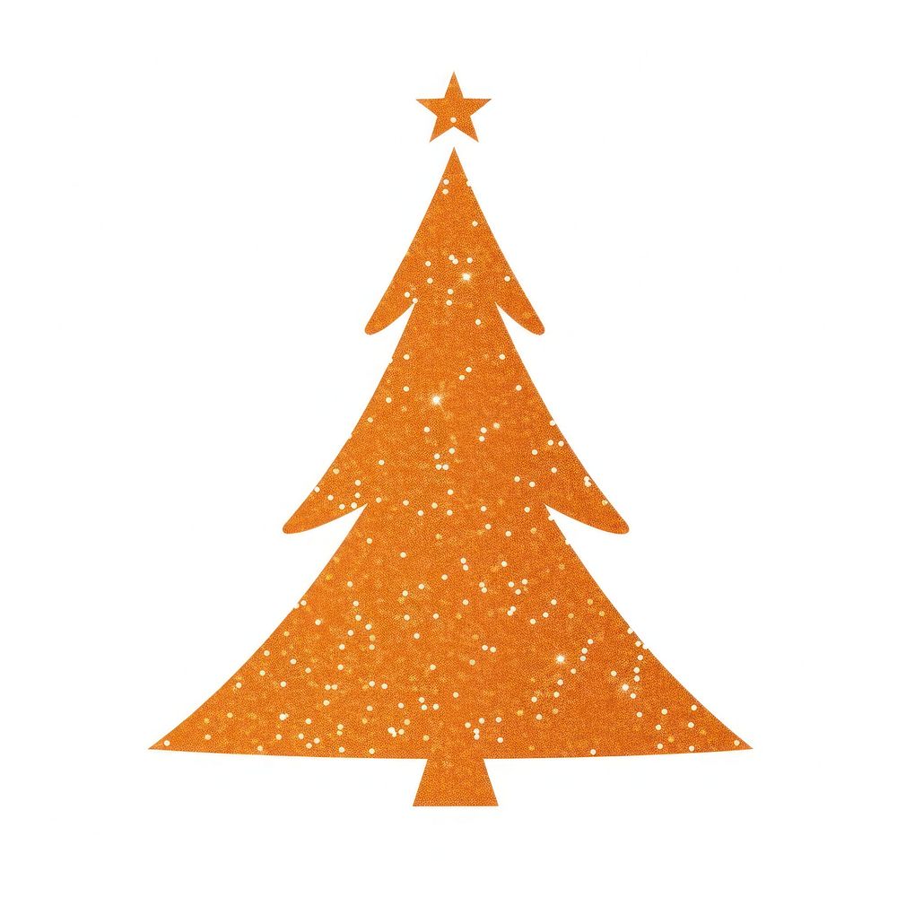 Orange christmas tree icon shape white background illuminated.