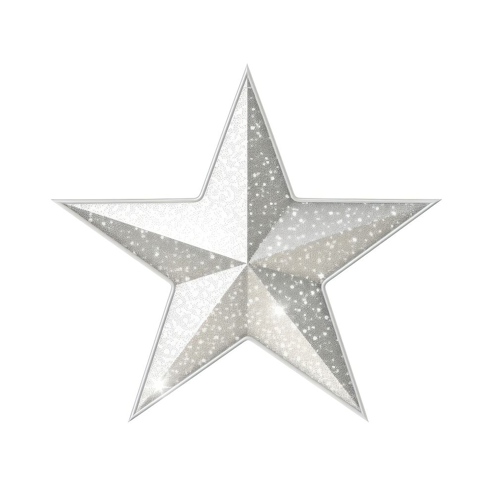 Silver star icon symbol shape white background.