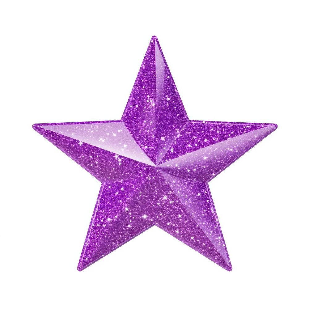 Purple star icon symbol shape white background.