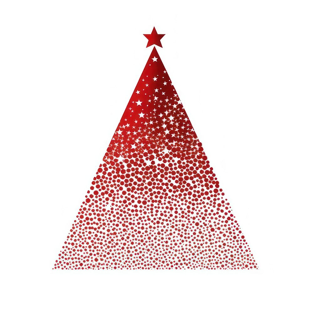 Red christmas tree icon shape white background celebration.