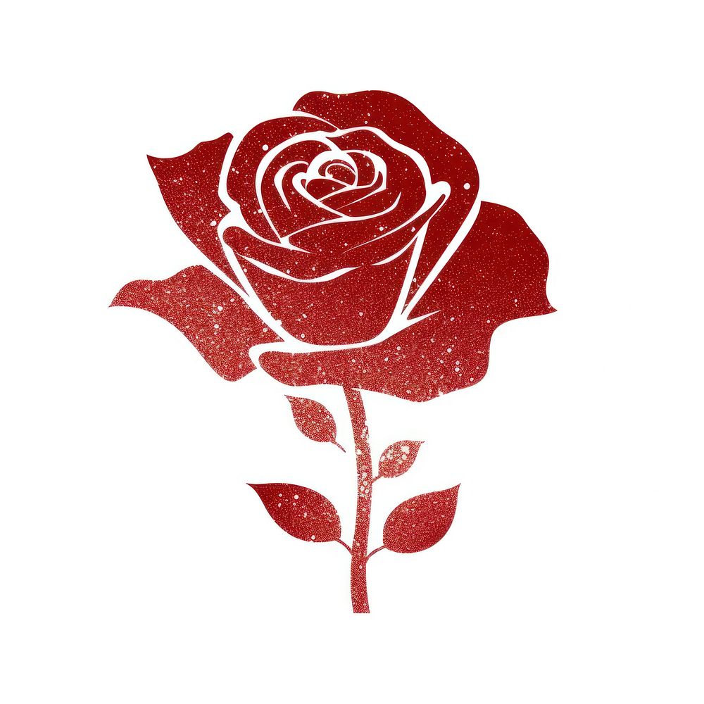 Red rose icon flower plant white background.