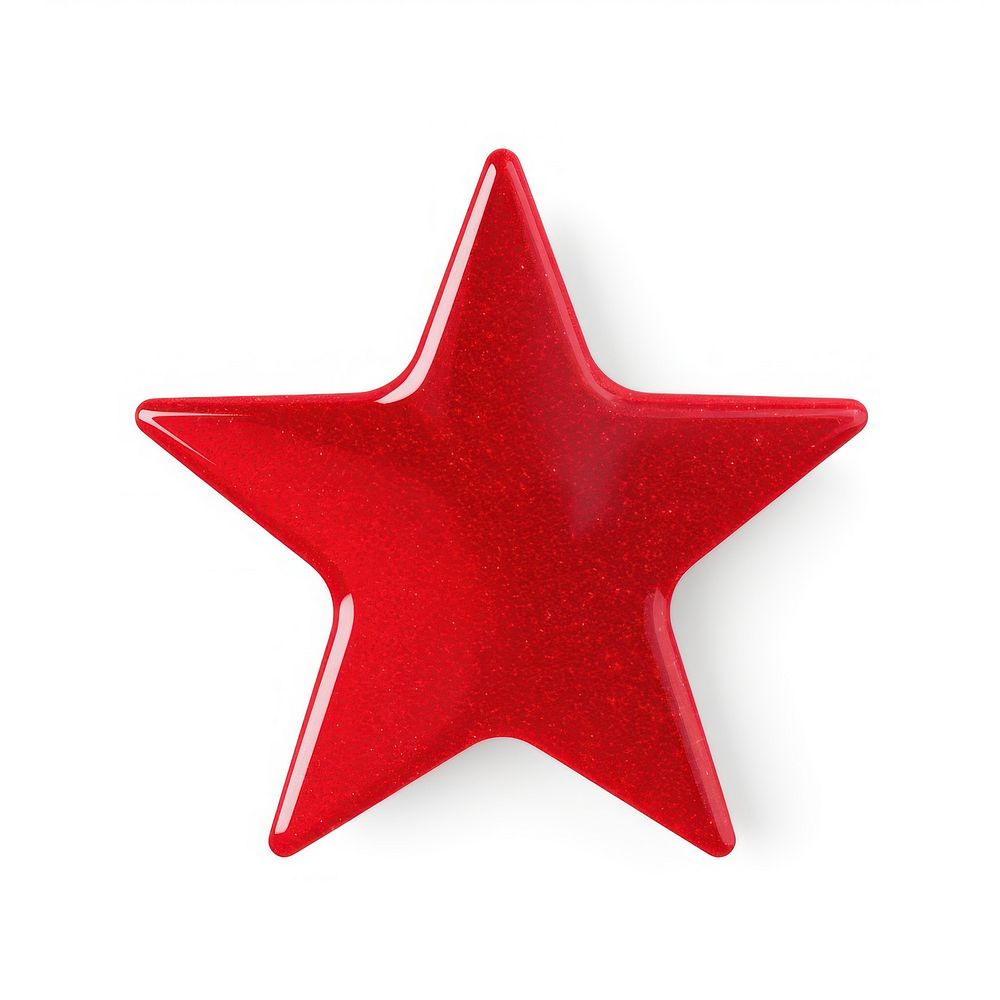 Red star icon shape white background celebration.
