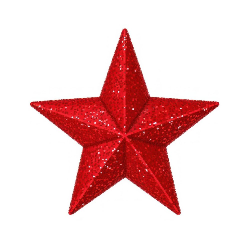 Red star icon symbol shape white background.