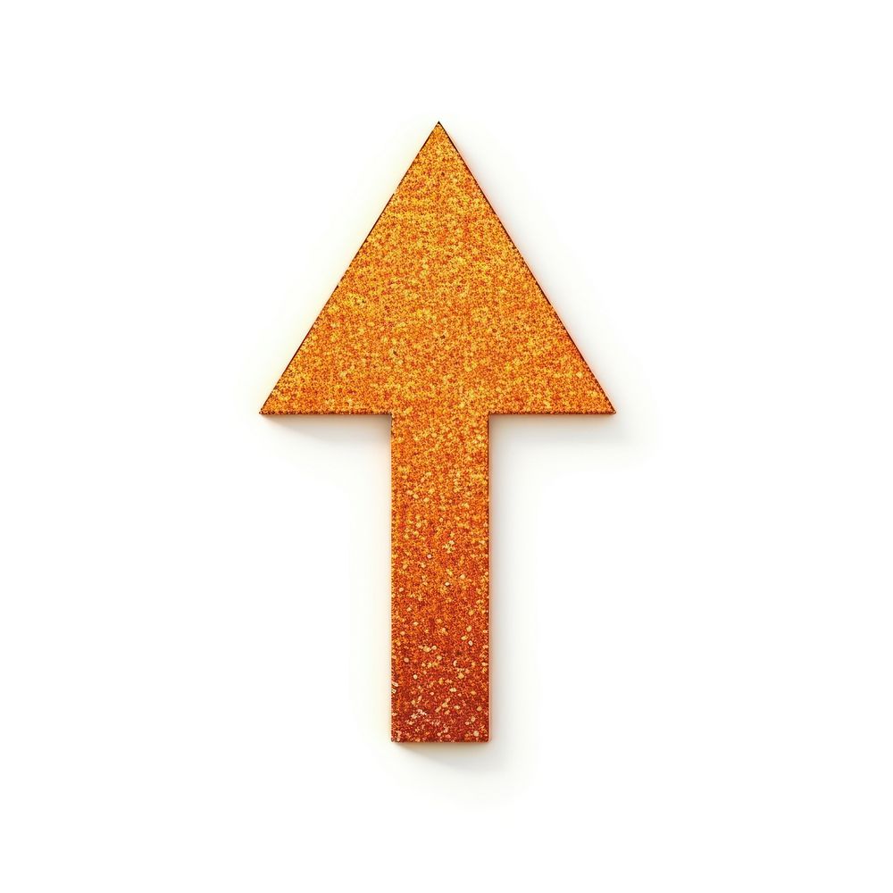 Orange arrow icon symbol shape white background.